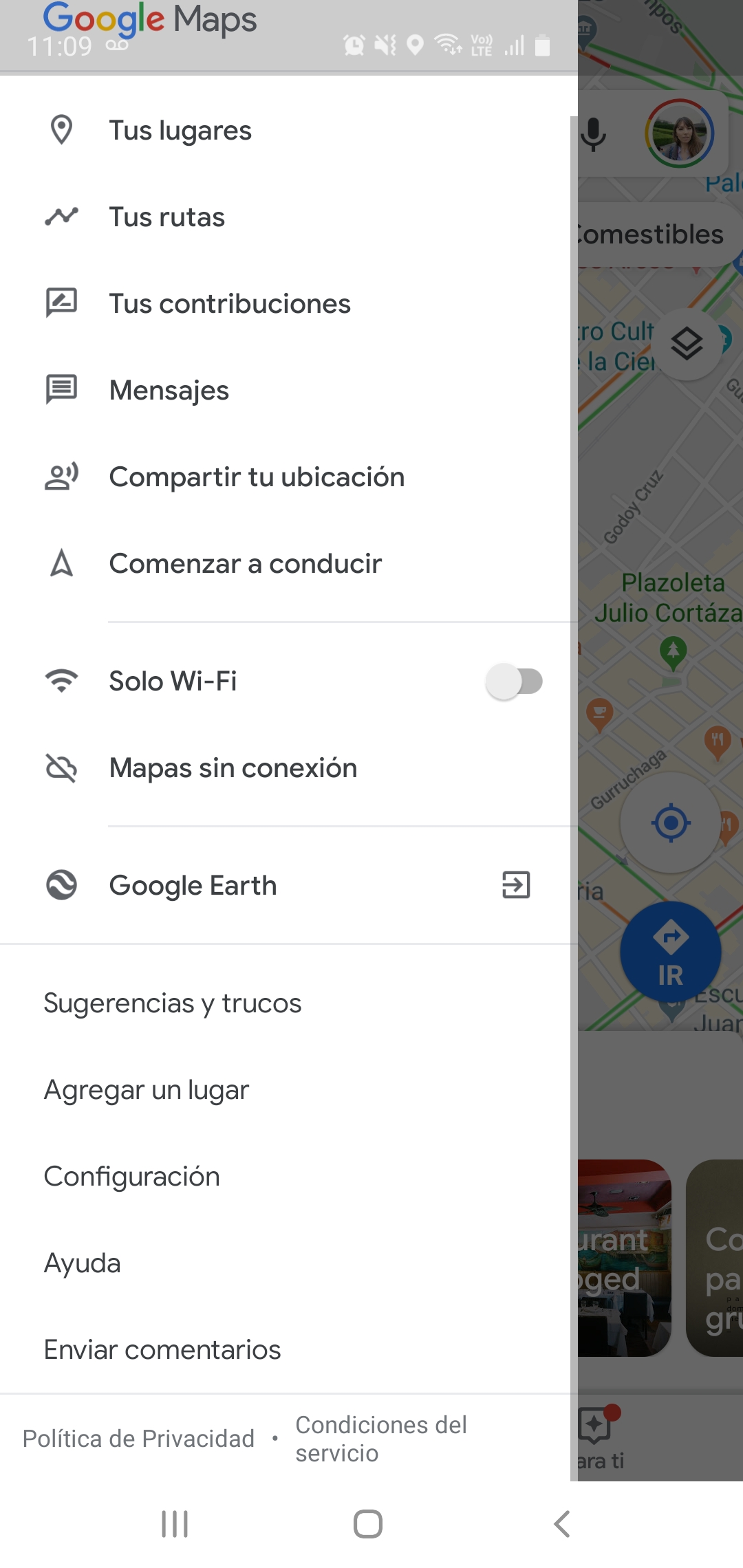 Para activar el modo offline hay que ingresar al menú de configuración