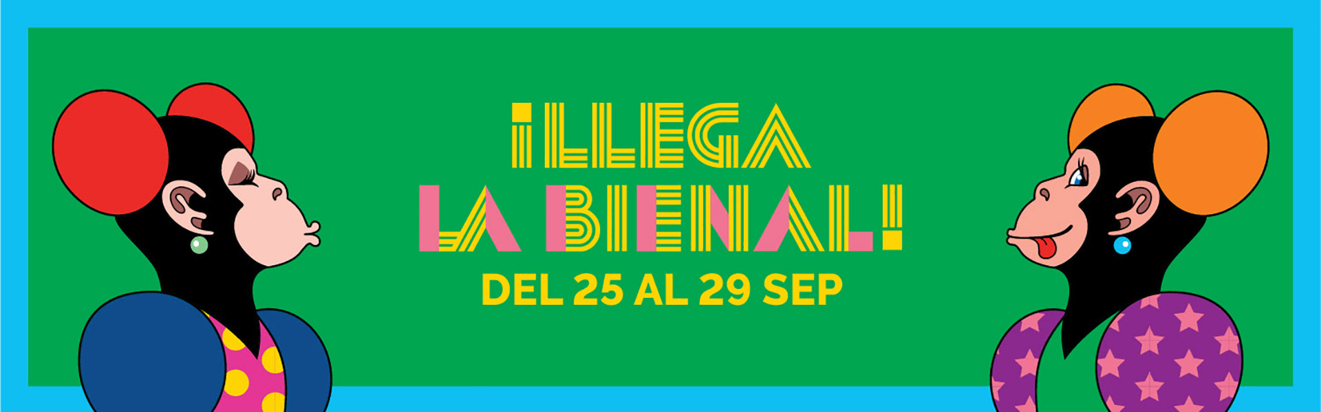 Flayer promocional con las "monas" del artista Edgardo Giménez