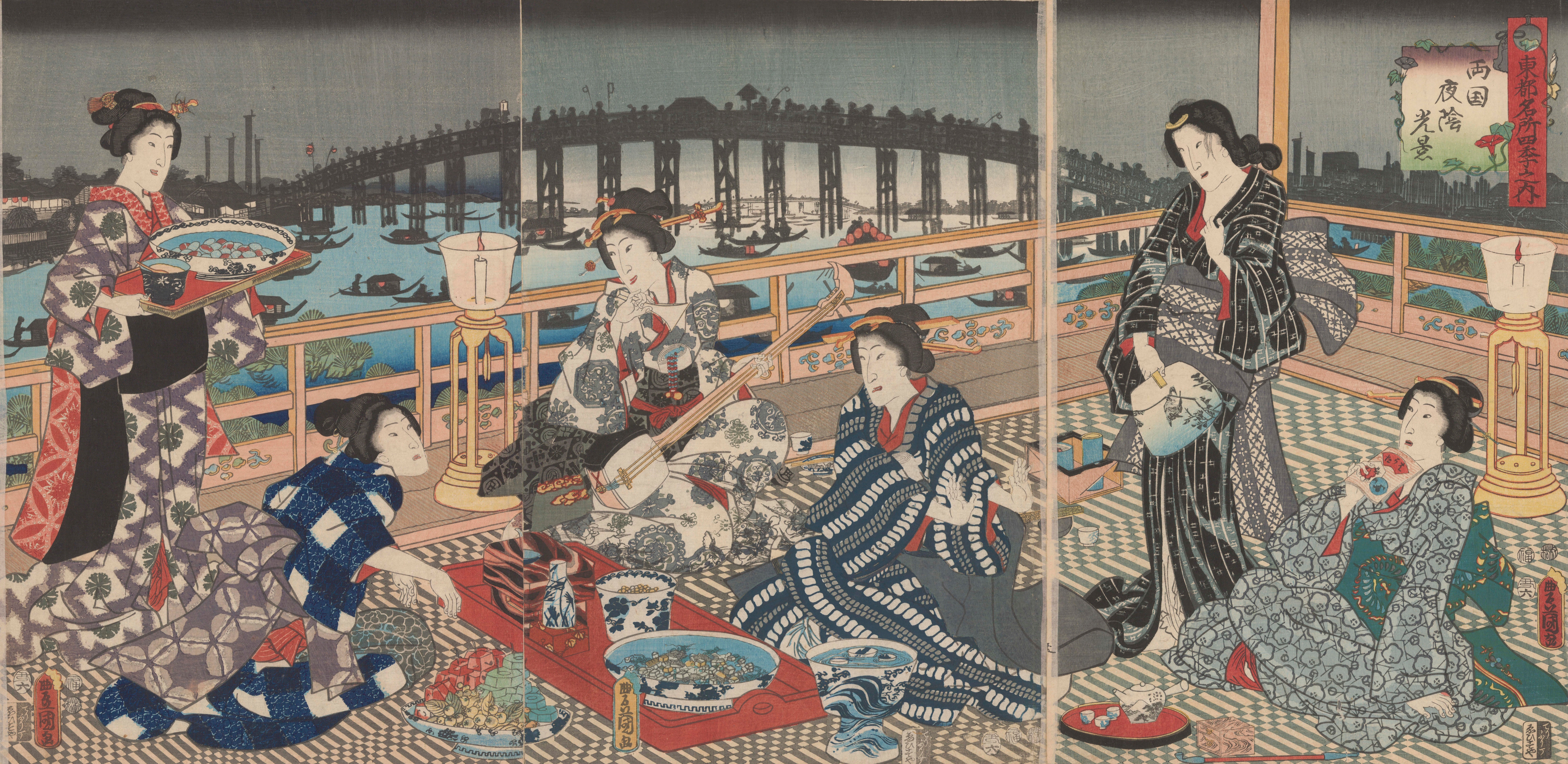 Escena nocturna en Ryogoku (Ajinomoto Foundation en Google Arts & Culture)