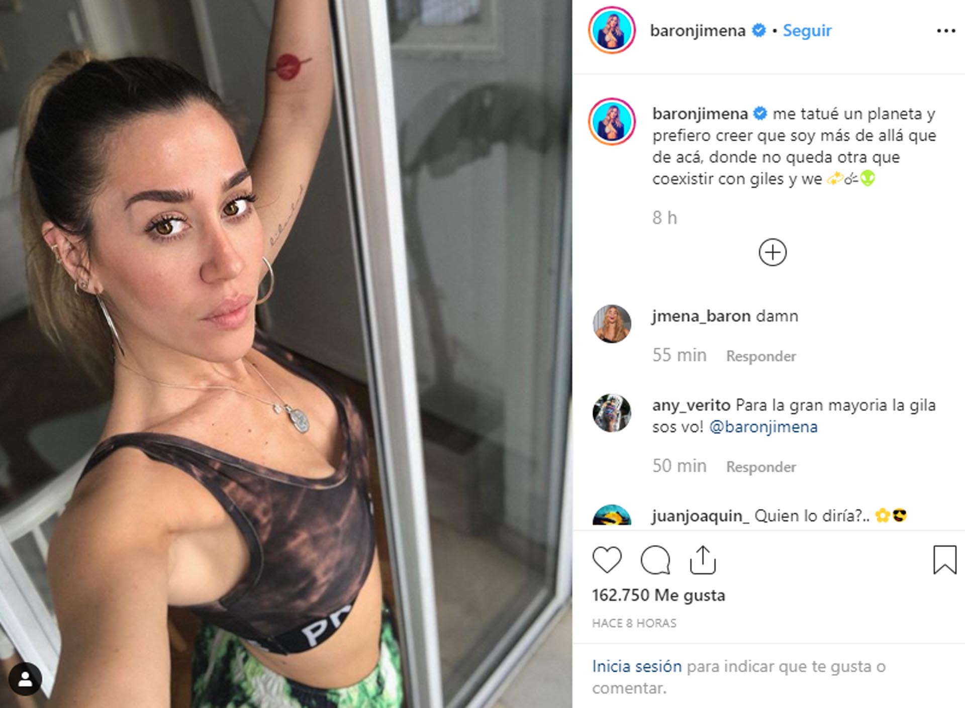 El nuevo tatuaje de Jimena Barón (Foto: Instagram)