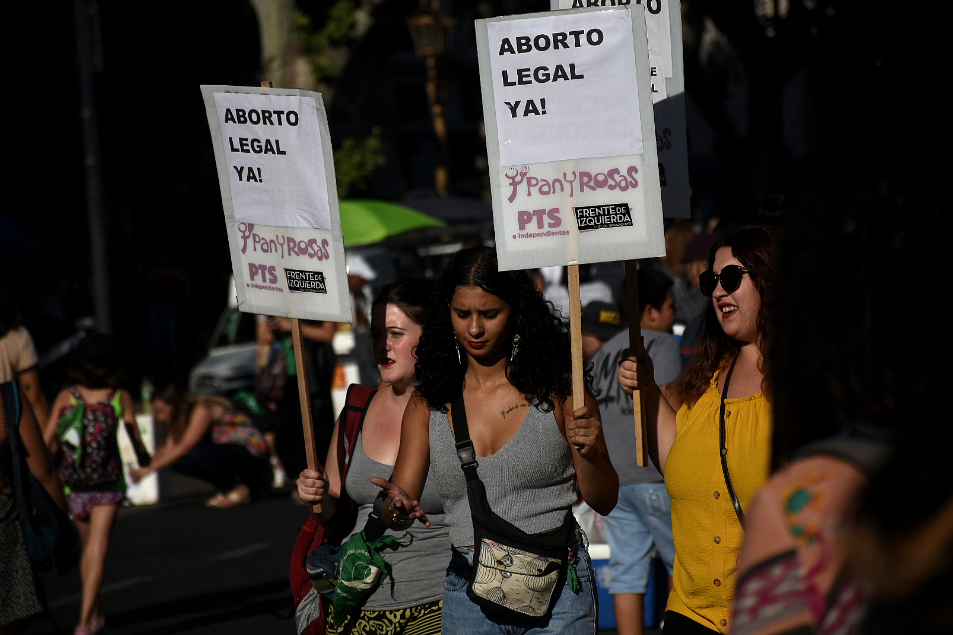 Los mensajes a favor del aborto se replicaron en los carteles y banderas