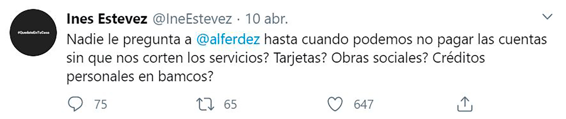 Estévez se preguntó también sobre los vencimientos de los servicios (Foto: Twitter)