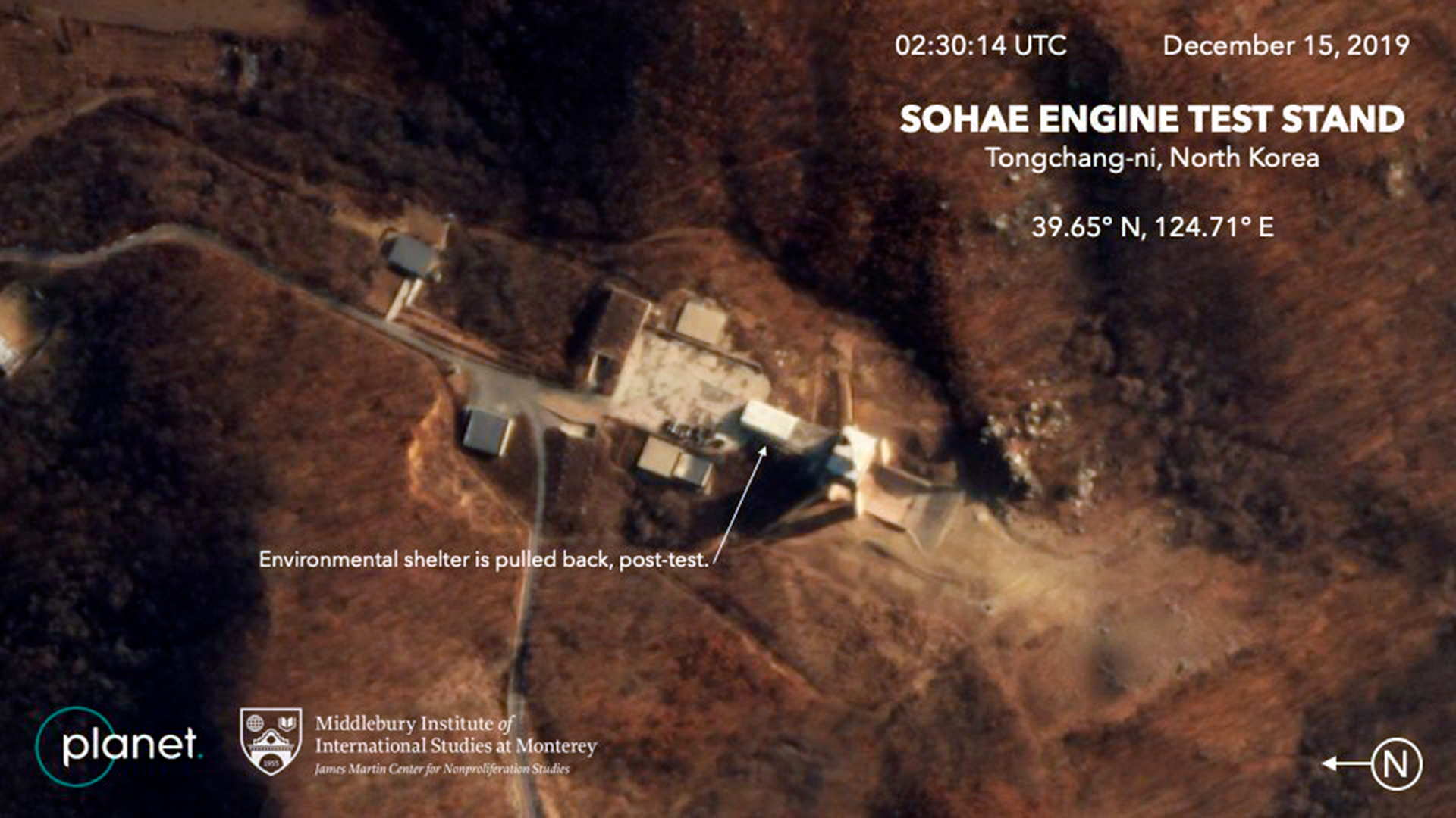 El sitio de pruebas de motores de Sohae, en esta foto del 15 de diciembre (AP)