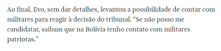 La frase de Evo Morales en la entrevista con Folha de Sao Paulo