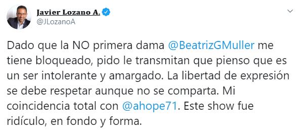 El político mexicano también manifestó su congruencia con el periodista de El Universal (Foto: Twitter / @ahope71)