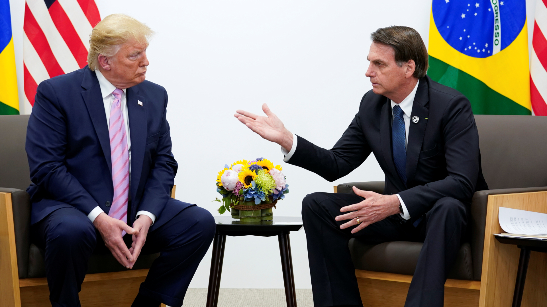 Donald Trump y Jair Bolsonaro durante la reunión en el marco del G20 en Osaka. (Reuters)