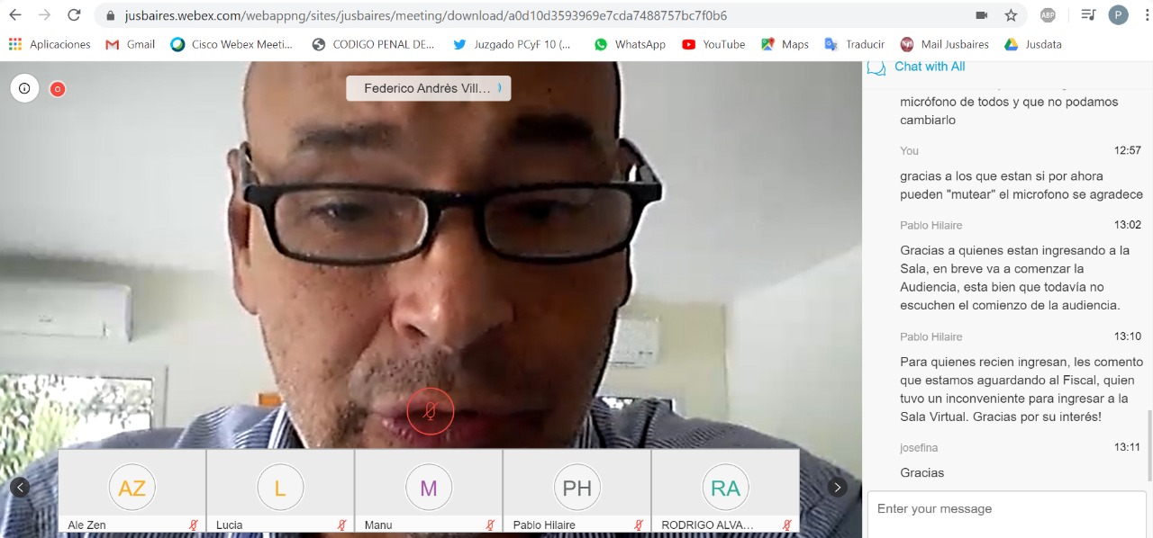 Una audiencia virtual que se hizo en la justicia de la ciudad de Buenos Aires
